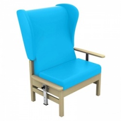 Sunflower Medical Atlas Sky Blue High-Back Vinyl Bariatric Patient Armchair with Drop Arms and Wings