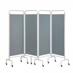 Sunflower Medical Silver Mobile Four-Panel Folding Hospital Ward Screen