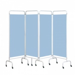 Sunflower Medical Sky Blue Mobile Four-Panel Folding Hospital Ward Screen