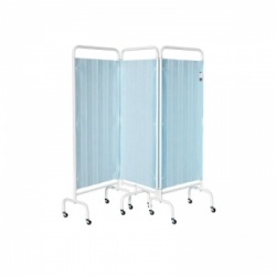 Sunflower Medical Pastel Blue Mobile Three-Panel Folding Hospital Ward Curtained Screen