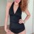 Vanilla Blush Miss Monroe Women's Ostomy Swimsuit with Halter Neck (Black)