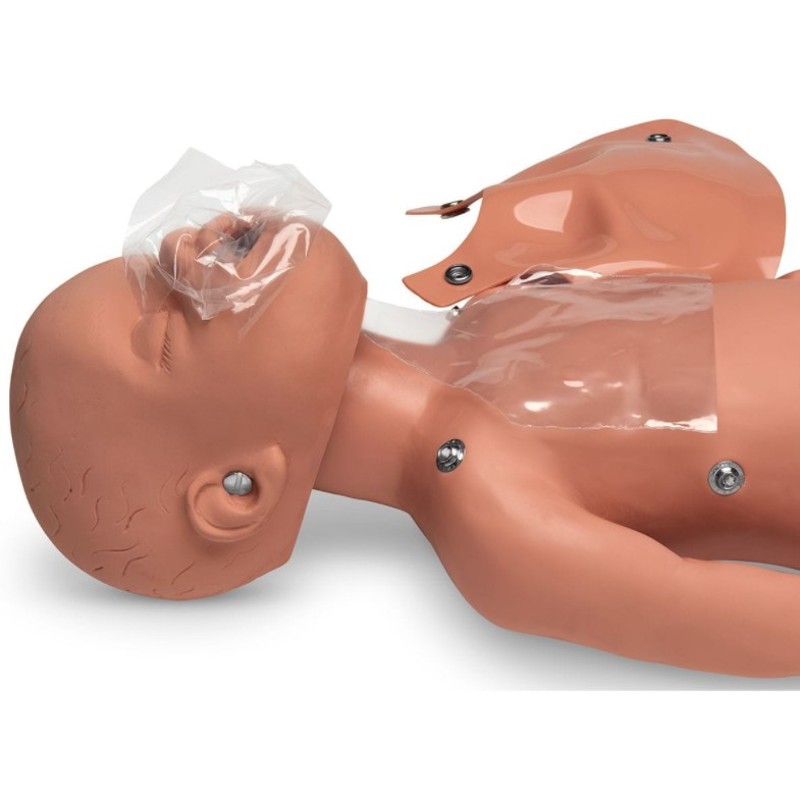 Simulaids Face Shield/Lung System in use with the Sani-Baby Manikin