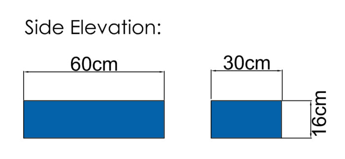Dimensions of the Medi-Plinth Rectangular Positioning Aid