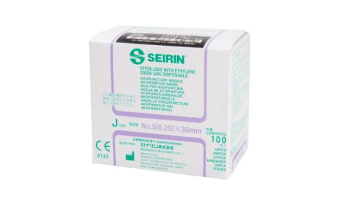 SEIRIN J-Type Acupuncture Needles with Guide Tube 0.25 x 30mm (Pack of 100)