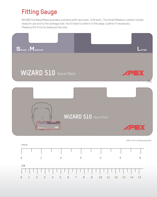 Fitting gauge for WiZARD 510 nasal mask