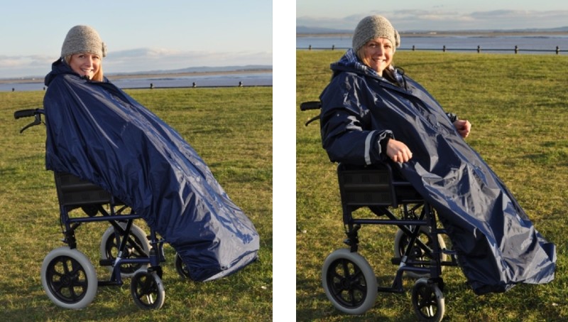 Splash Waterproof Mac for Wheelchair is available in a sleeveless and sleeved design