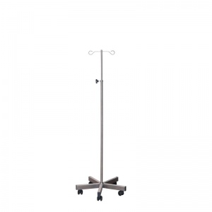 Sunflower Medical Weighted Stainless Steel IV Stand with Two Chrome Hooks