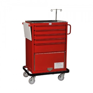 Bristol Maid Emergency Equipment Trolley 4 x 70mm and 1 x 155mm Deep Drawers with Lower Cupboard
