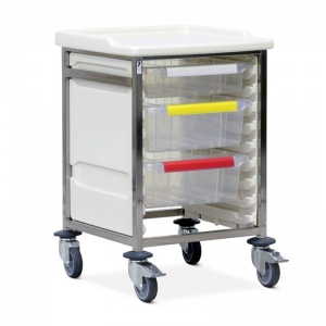 Bristol Maid Low-Level Single-Column 785mm High Procedure Trolley with 1 Small Tray and 2 Large Trays