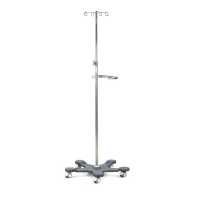 Bristol Maid Four-Hook Mobile IV Stand (With Handle & Green Cap)