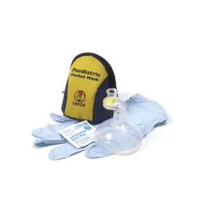 Laerdal Paediatric Pocket Mask with Gloves, Wipe and Blue/Yellow Soft Pack