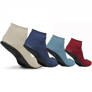 Medline Terry Cloth Sure Grip Rubber Sole Medium Light Blue Slipper Socks