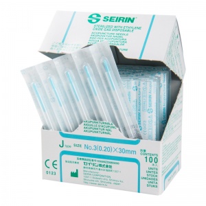 SEIRIN J-Type Acupuncture Needles with Guide Tube 0.20 x 30mm (Pack of 100)