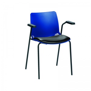 Sunflower Medical Blue Neptune Visitor Chair with Black Vinyl and Arms