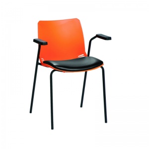 Sunflower Medical Orange Neptune Visitor Chair with Black Vinyl and Arms