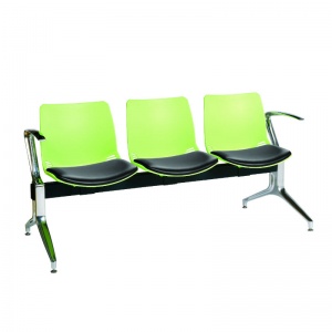 Sunflower Medical Green Three-Seat Modular Visitor Seating with Black Vinyl Upholstery