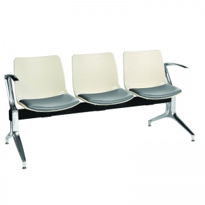 Sunflower Medical Ivory Three-Seat Modular Visitor Seating with Grey Vinyl Upholstery