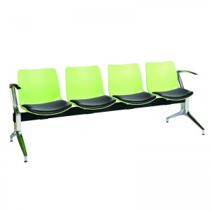 Sunflower Medical Green Four-Seat Modular Visitor Seating with Black Vinyl Upholstery