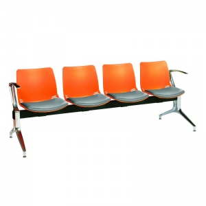 Sunflower Medical Orange Four-Seat Modular Visitor Seating with Grey Vinyl Upholstery