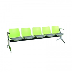 Sunflower Medical Green Five-Seat Modular Visitor Seating with Grey Vinyl Upholstery