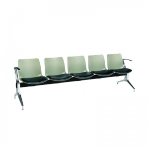 Sunflower Medical Grey Five-Seat Modular Visitor Seating with Black Vinyl Upholstery