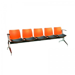 Sunflower Medical Orange Five-Seat Modular Visitor Seating with Black Vinyl Upholstery