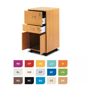 Bristol Maid Two-Tone Bedside Cabinet (Cupboard and Two Lockable Drawers)