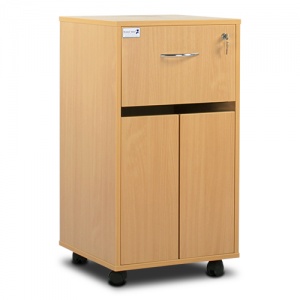 Bristol Maid Beech Bedside Cabinet (Cupboard and Lockable Drawer)