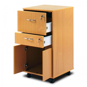 Bristol Maid Beech Bedside Cabinet (Cupboard and Two Lockable Drawers)