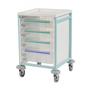 Bristol Maid Caretray Trolley - Low-Level Single-Column with One Shallow Tray and Two Deep Trays
