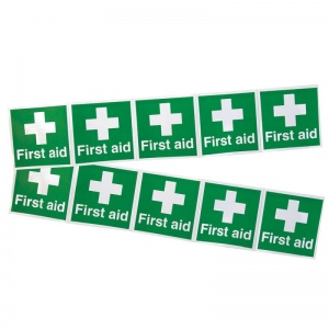 'First Aid White Cross' Stickers (Pack of 10)