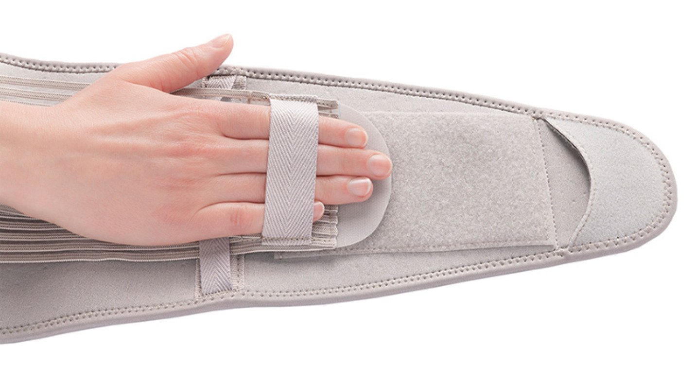 Finger pockets and loops of the Actimove Back Support Brace