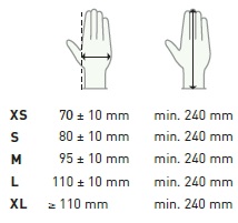 Distinct gloves sizing chart