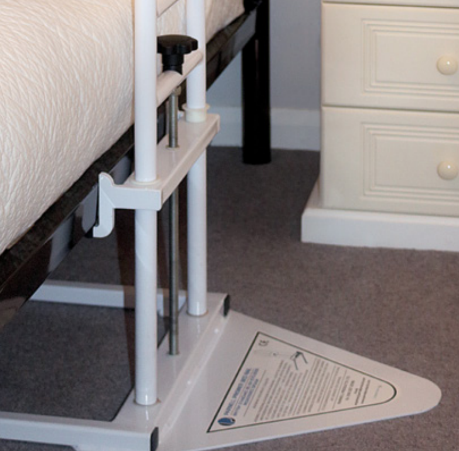 Secure fit of the Parnell Bed Grab Rail between the bed frame and floor
