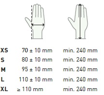 Aurelia Quest gloves sizing chart