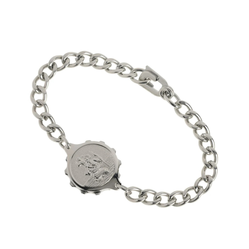 Ladies Steel St Christopher Bracelet MedicalSupplies