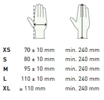 Aurelia Velocity Original gloves sizing chart
