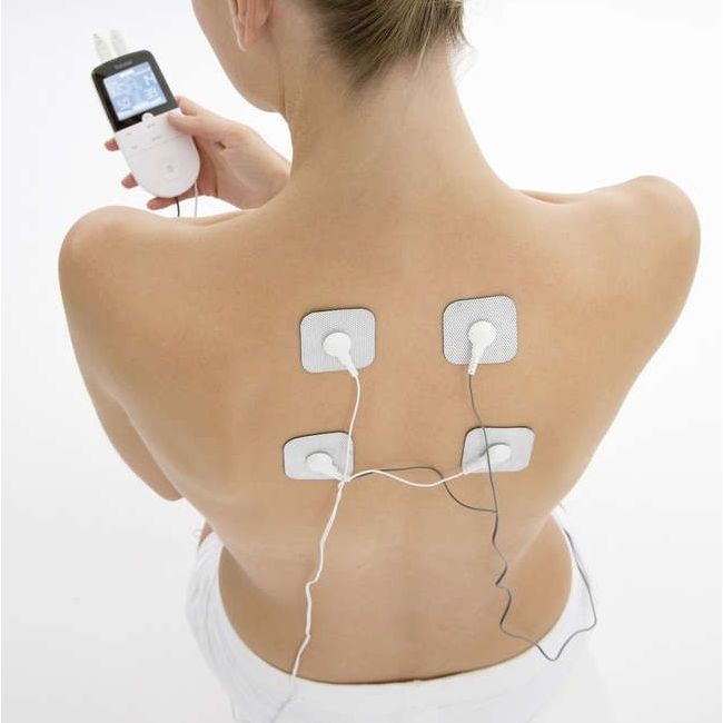 The back is one of the best places for positioning electrodes EM49 Digital TENS and EMS Device in Use