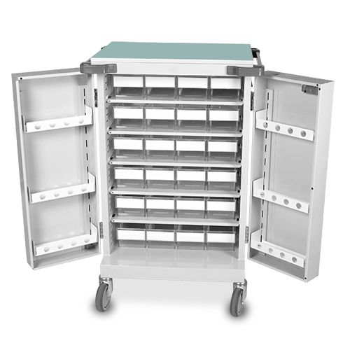 Bristol Maid Dispensing Tray Trolley with Double Doors and 24 LP Trays MedicalSupplies.co.uk
