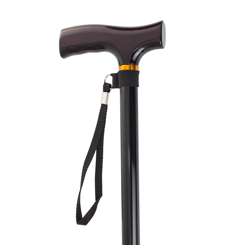 Black THandled Walking Cane with Strap MedicalSupplies.co.uk