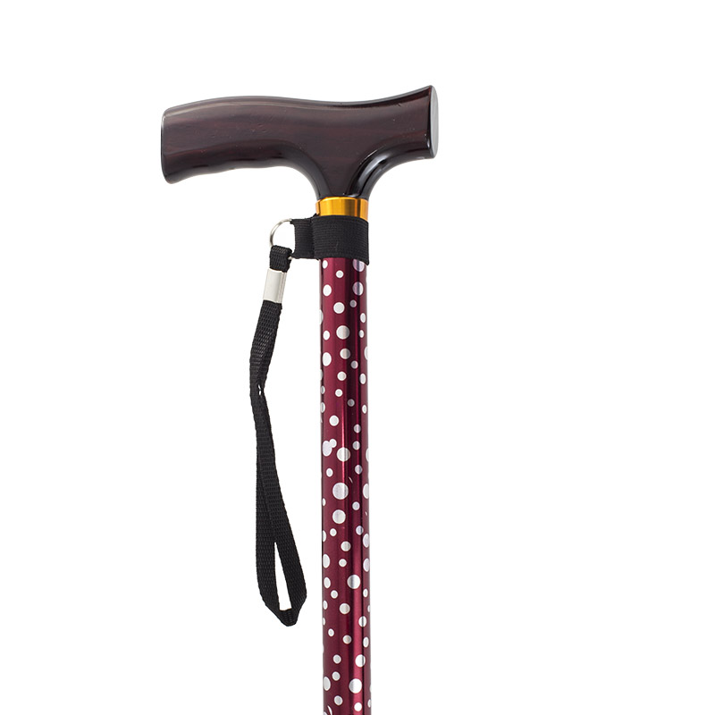 White Dot THandled Cane with Strap MedicalSupplies.co.uk