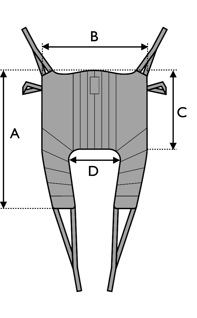 Invacare comfort standard sling sizing diagram