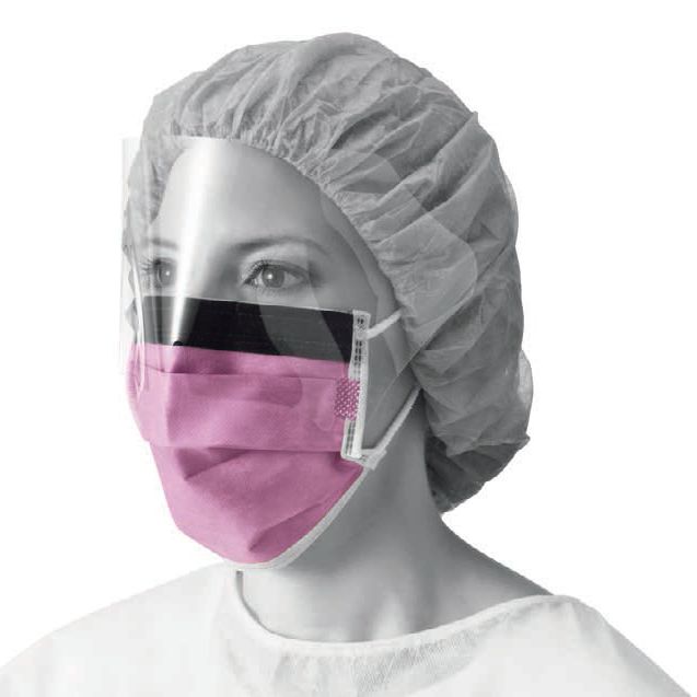 Medline Level 2 FluidResistant Procedure Face Mask with Eyeshield (Box of 25 Masks
