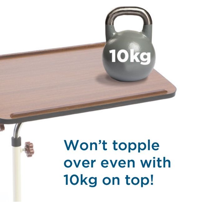 Anti-topple design of Alerta Overbed Table