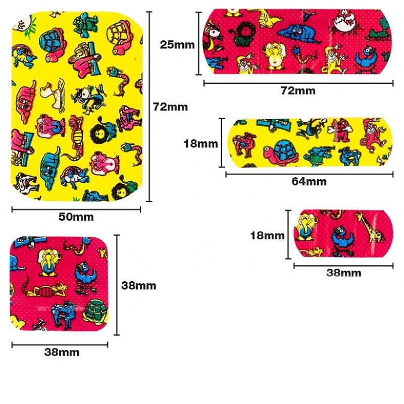 The Children's Plasters are available in five different sizes