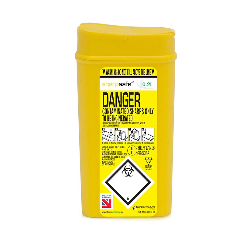 Sharpsafe 0.2L Sharps Container (100pk) MedicalSupplies.co.uk