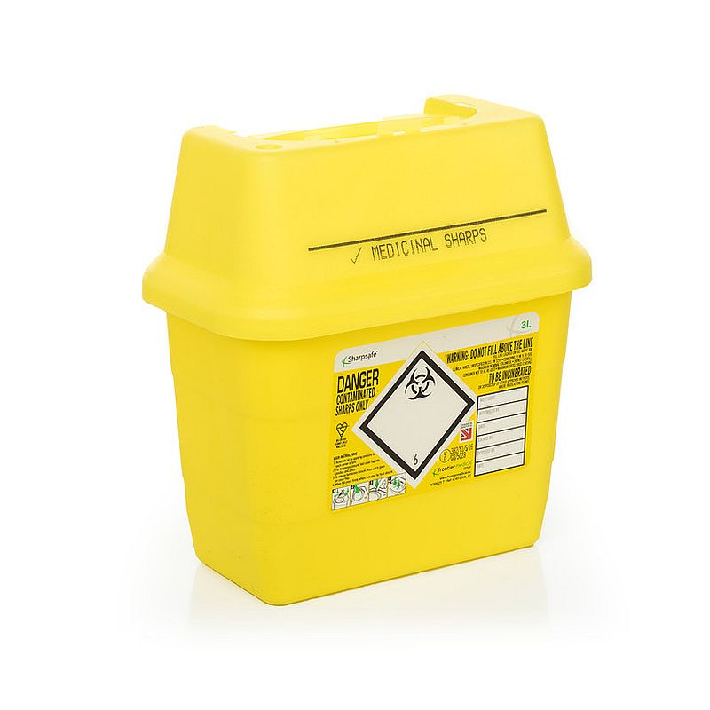 Sharpsafe 3 Litre Sharps Container 50pk MedicalSupplies.co.uk