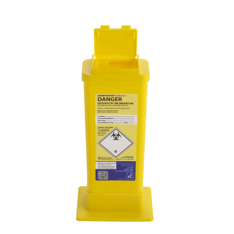 Sharpsguard Yellow 0.5L Sharps Container with Needle Remover (Case of