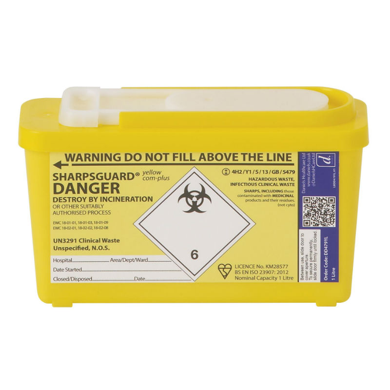 Sharpsguard Yellow 1L ComPlus Sharps Container (Case of 30