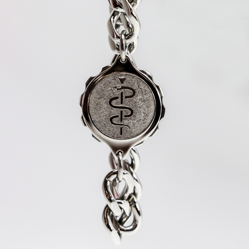 Gents Silver Snake & Staff Bracelet MedicalSupplies.co.uk